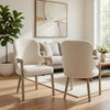 Lyne Dining Armchair Set of 2 | Rounded Back | Ivory Fabric | Cerused Taupe