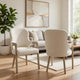 Lyne Dining Armchair Set of 2 | Rounded Back | Ivory Fabric | Cerused Taupe