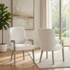 Lyne Dining Armchair Set of 2 | Rounded Back | Ivory Fabric | Cerused Taupe
