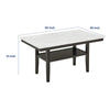 Risa Dining Table with Storage Shelf | 60" Faux Marble Top | Espresso Wood