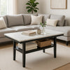 Risa Dining Table with Storage Shelf | 60" Faux Marble Top | Espresso Wood
