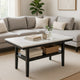 Risa Dining Table with Storage Shelf | 60" Faux Marble Top | Espresso Wood