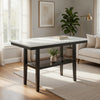 Risa Counter Height Table with Shelf | 60" Faux Marble Top | Espresso Wood