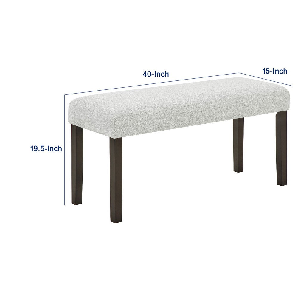 Risa Dining Bench | Gray Polyester Memory Foam Seat | Brown Wood 40"