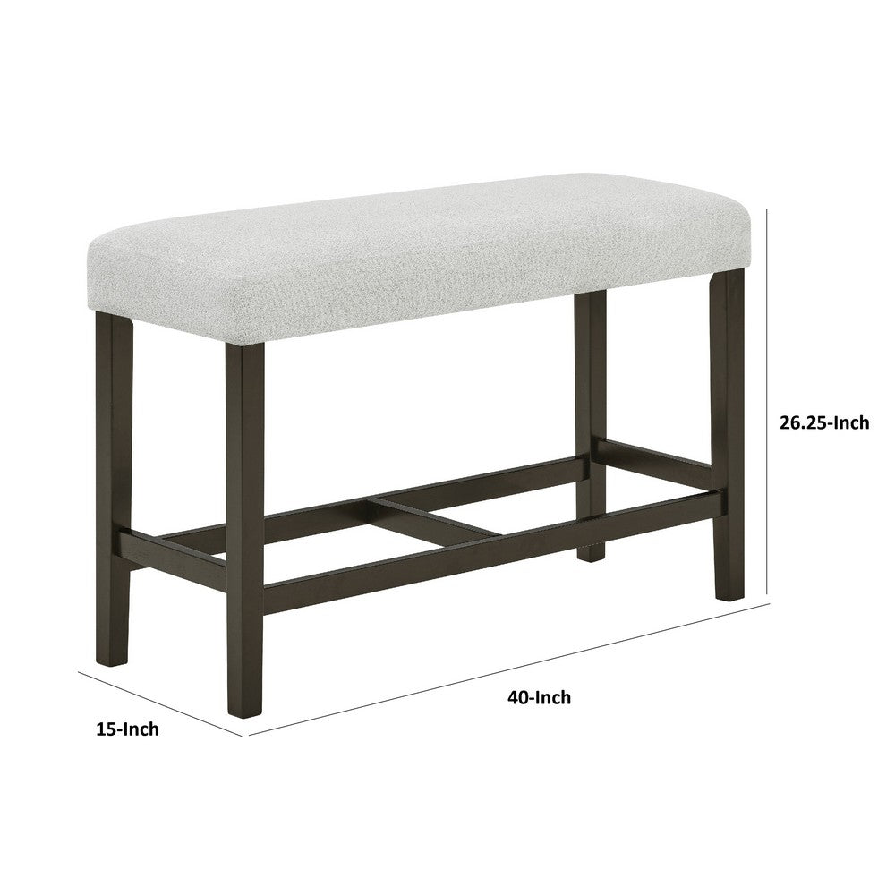 Risa Counter Height Bench | Gray Polyester Memory Foam Seat | Brown 40"