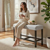 Risa Counter Height Bench | Gray Polyester Memory Foam Seat | Brown 40"