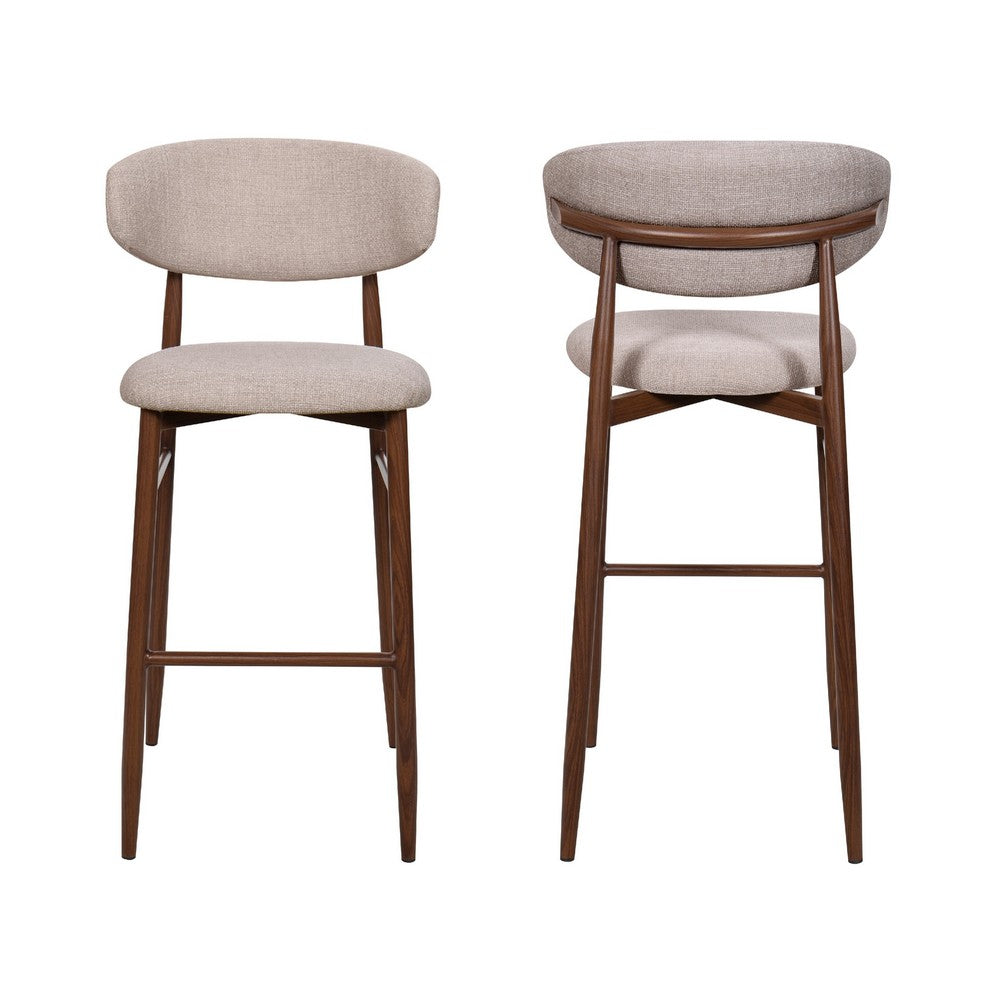 Riom Bar Height Chair Set of 2 | Ivory Toast Seat | Walnut Brown Metal