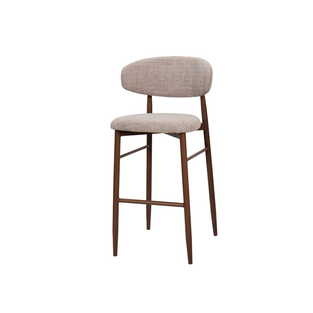 Riom Bar Height Chair Set of 2 | Ivory Toast Seat | Walnut Brown Metal