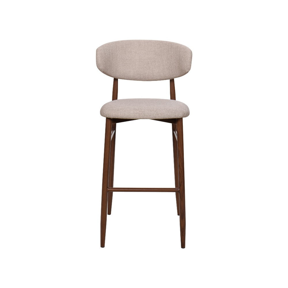 Riom Bar Height Chair Set of 2 | Ivory Toast Seat | Walnut Brown Metal