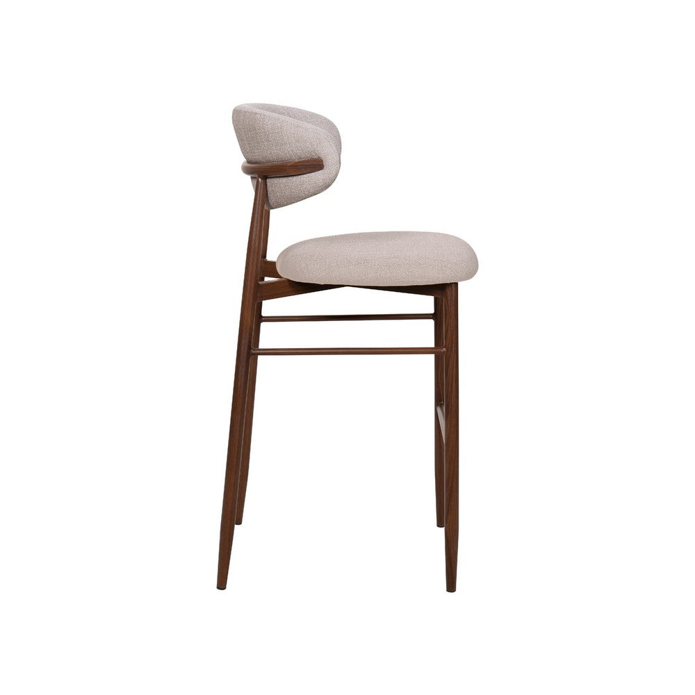 Riom Bar Height Chair Set of 2 | Ivory Toast Seat | Walnut Brown Metal