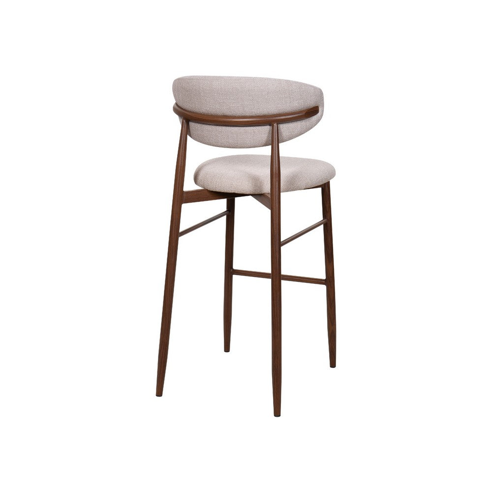 Riom Bar Height Chair Set of 2 | Ivory Toast Seat | Walnut Brown Metal