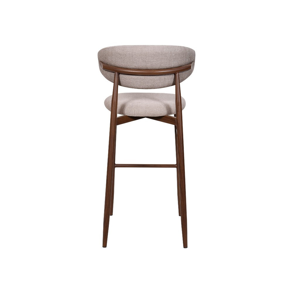 Riom Bar Height Chair Set of 2 | Ivory Toast Seat | Walnut Brown Metal