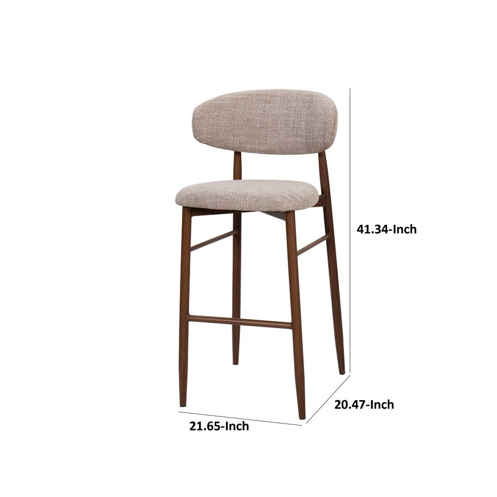 Riom Bar Height Chair Set of 2 | Ivory Toast Seat | Walnut Brown Metal