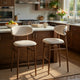 Riom Bar Height Chair Set of 2 | Ivory Toast Seat | Walnut Brown Metal