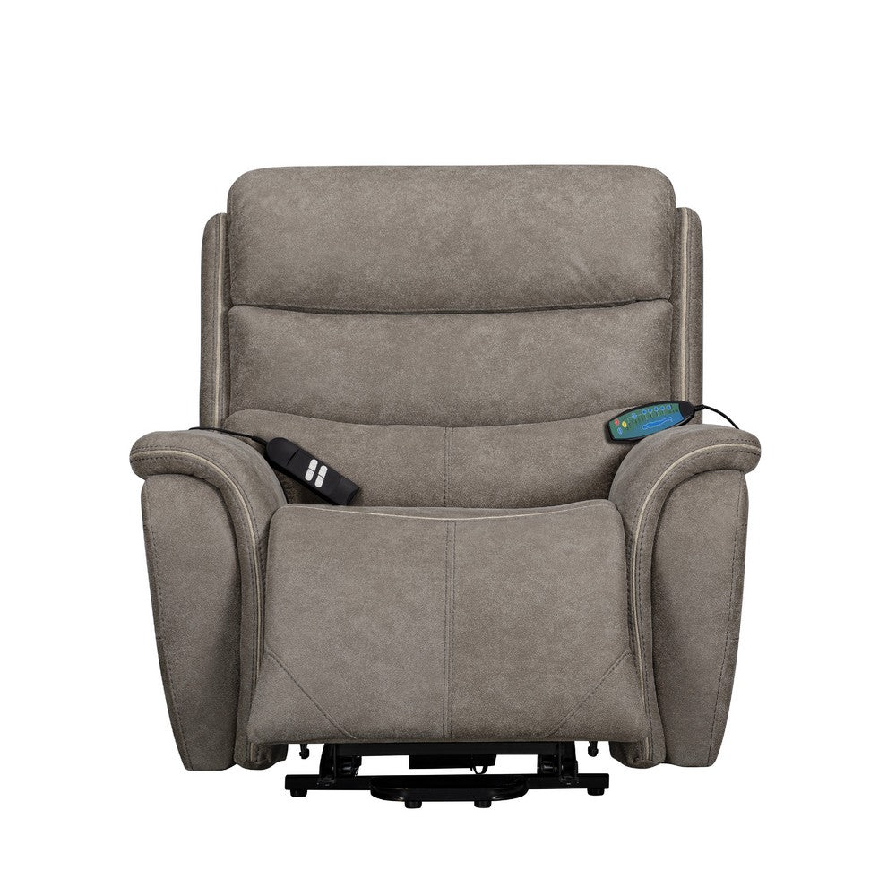 Folu Power Lift Recliner Chair with Heat & Massage | Gray Polyester Blend