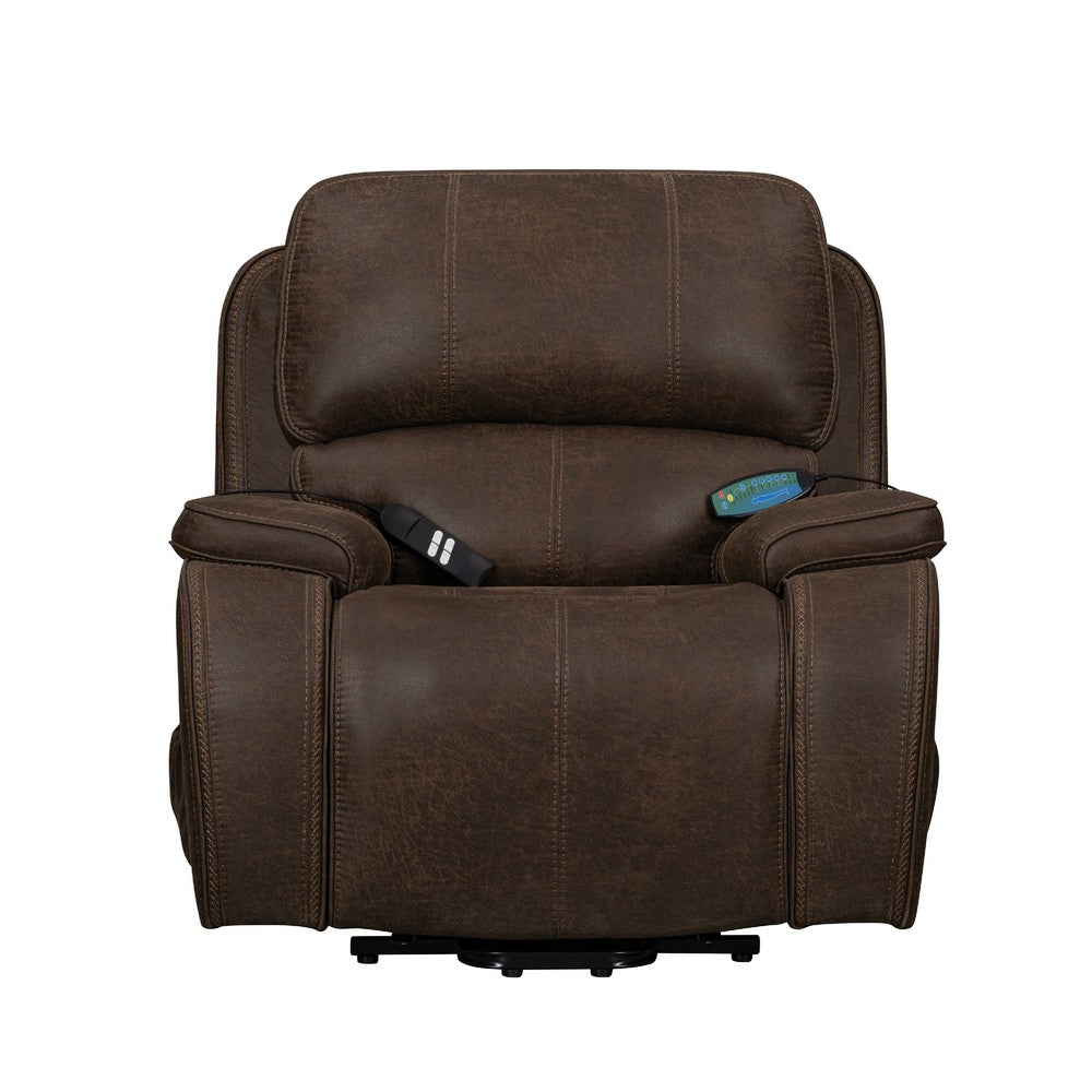 Talo Power Lift Recliner Chair with Heat & Massage | Brown Faux Leather
