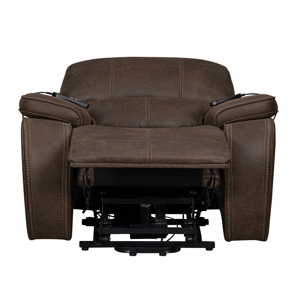 Talo Power Lift Recliner Chair with Heat & Massage | Brown Faux Leather