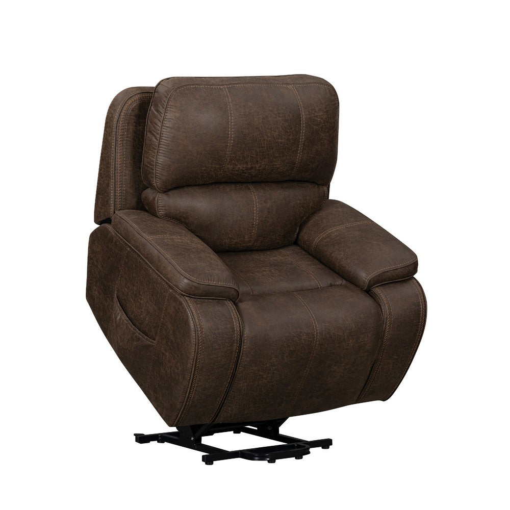 Talo Power Lift Recliner Chair with Heat & Massage | Brown Faux Leather
