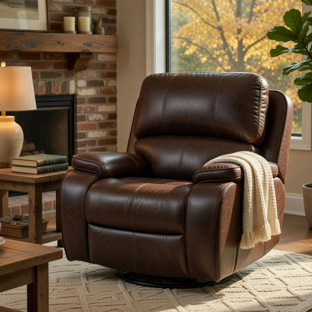 Talo Power Lift Recliner Chair with Heat & Massage | Brown Faux Leather