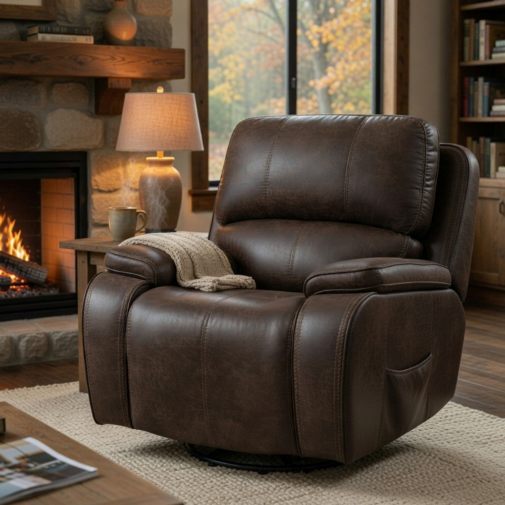 Talo Power Lift Recliner Chair with Heat & Massage | Brown Faux Leather