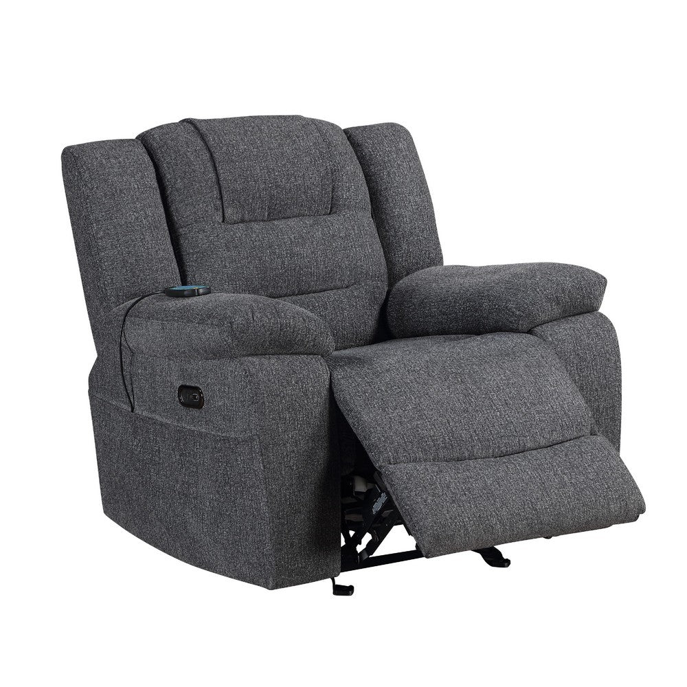 Reno Power Glider Recliner Chair with Heat & Massage | Dark Gray Polyester