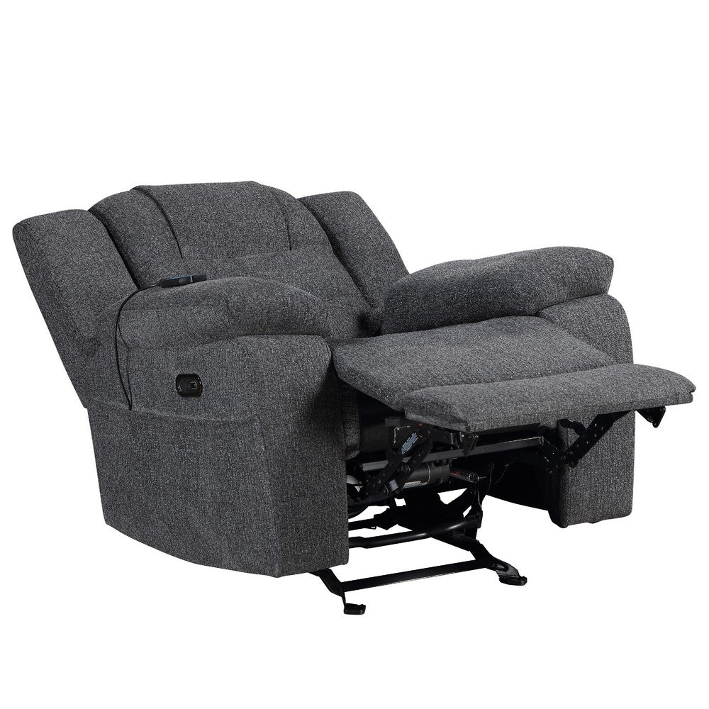 Reno Power Glider Recliner Chair with Heat & Massage | Dark Gray Polyester