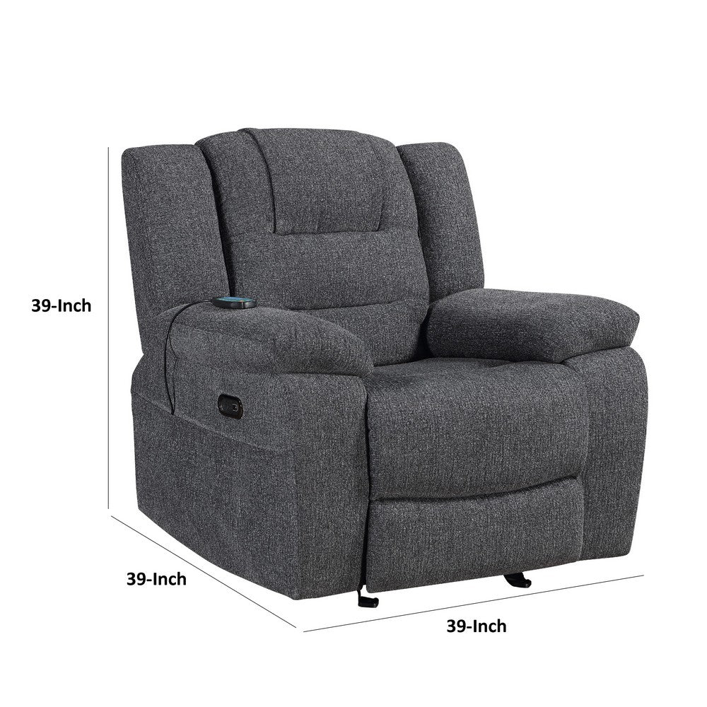 Reno Power Glider Recliner Chair with Heat & Massage | Dark Gray Polyester