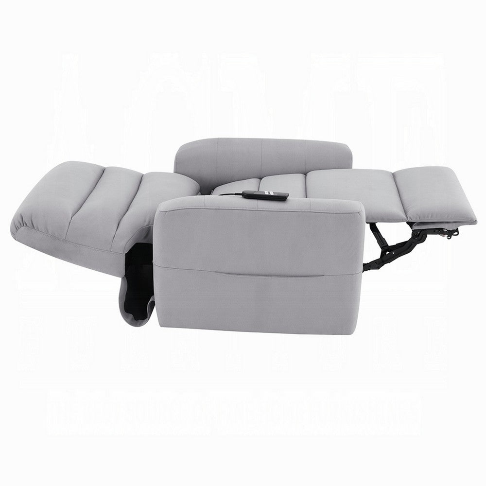 Ima Power Motion Glider Recliner | Wide Tufted Light Gray Faux Leather