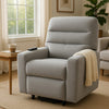 Ima Power Motion Glider Recliner | Wide Tufted Light Gray Faux Leather