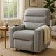Ima Power Motion Glider Recliner | Wide Tufted Light Gray Faux Leather