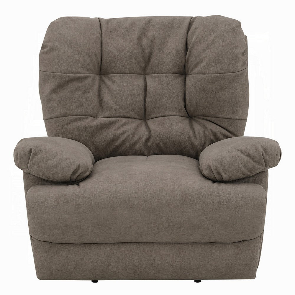 Lima Oversized Power Motion Recliner | Plush Tufted Dark Gray Faux Leather