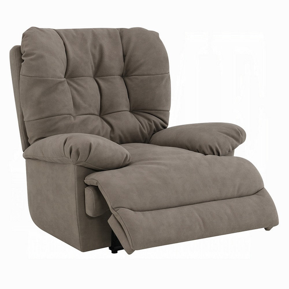 Lima Oversized Power Motion Recliner | Plush Tufted Dark Gray Faux Leather