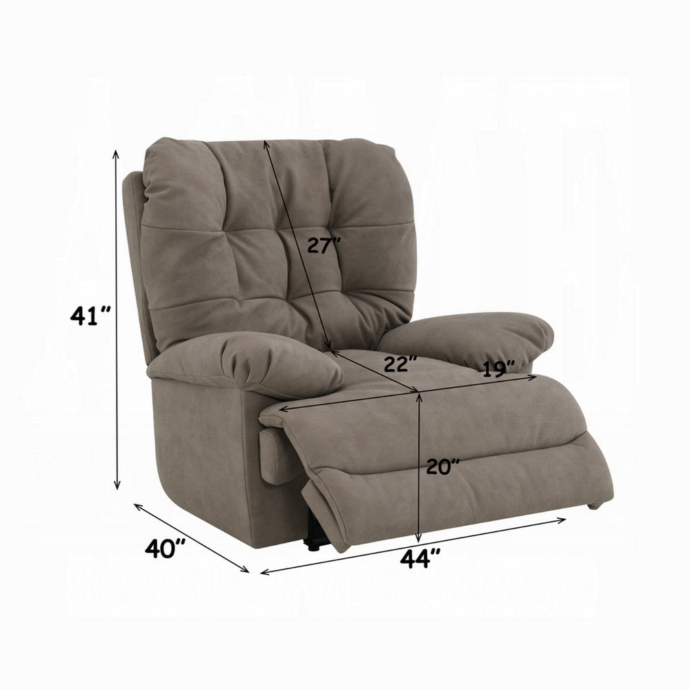 Lima Oversized Power Motion Recliner | Plush Tufted Dark Gray Faux Leather