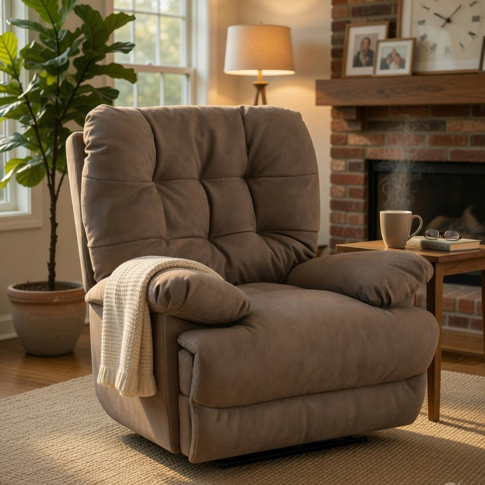 Lima Oversized Power Motion Recliner | Plush Tufted Dark Gray Faux Leather