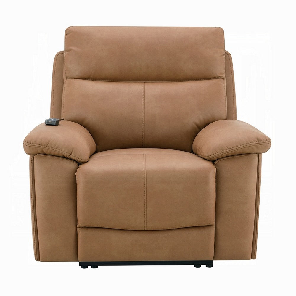 Kima Oversize Power Glider Recliner | Plush Wide Tufted Brown Faux Leather