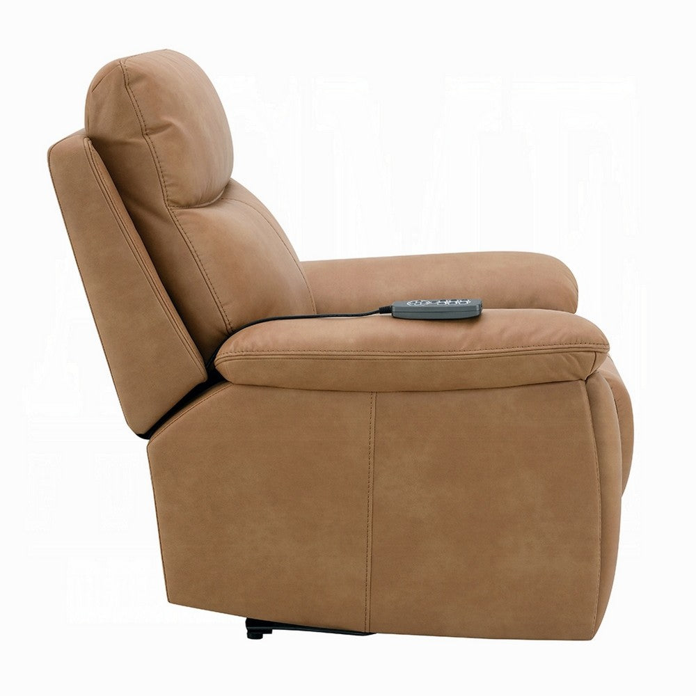 Kima Oversize Power Glider Recliner | Plush Wide Tufted Brown Faux Leather