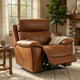 Kima Oversize Power Glider Recliner | Plush Wide Tufted Brown Faux Leather