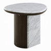 Jima Side End Table | 20" White Marble Top | Dark Brown Veneer Base