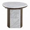 Jima Side End Table | 20" White Marble Top | Dark Brown Veneer Base