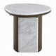 Jima Side End Table | 20" White Marble Top | Dark Brown Veneer Base