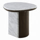 Jima Side End Table | 20" White Marble Top | Dark Brown Veneer Base