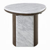 Jima Side End Table | 20" White Marble Top | Dark Brown Veneer Base