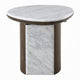 Jima Side End Table | 20" White Marble Top | Dark Brown Veneer Base