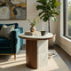 Jima Side End Table | 20" White Marble Top | Dark Brown Veneer Base