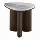 Sima Side End Table | 22" White Marble Top with 3 Leg | Brown Wood