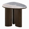 Sima Side End Table | 22" White Marble Top with 3 Leg | Brown Wood