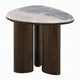 Sima Side End Table | 22" White Marble Top with 3 Leg | Brown Wood