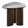 Sima Side End Table | 22" White Marble Top with 3 Leg | Brown Wood