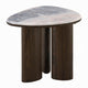 Sima Side End Table | 22" White Marble Top with 3 Leg | Brown Wood