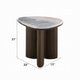 Sima Side End Table | 22" White Marble Top with 3 Leg | Brown Wood